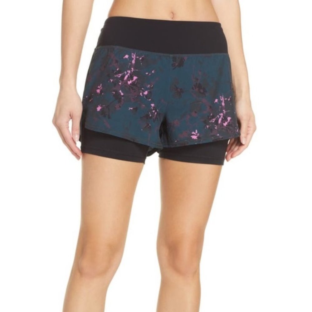 Sweaty Betty Floral High Rise Challenge Run Shorts Size XS